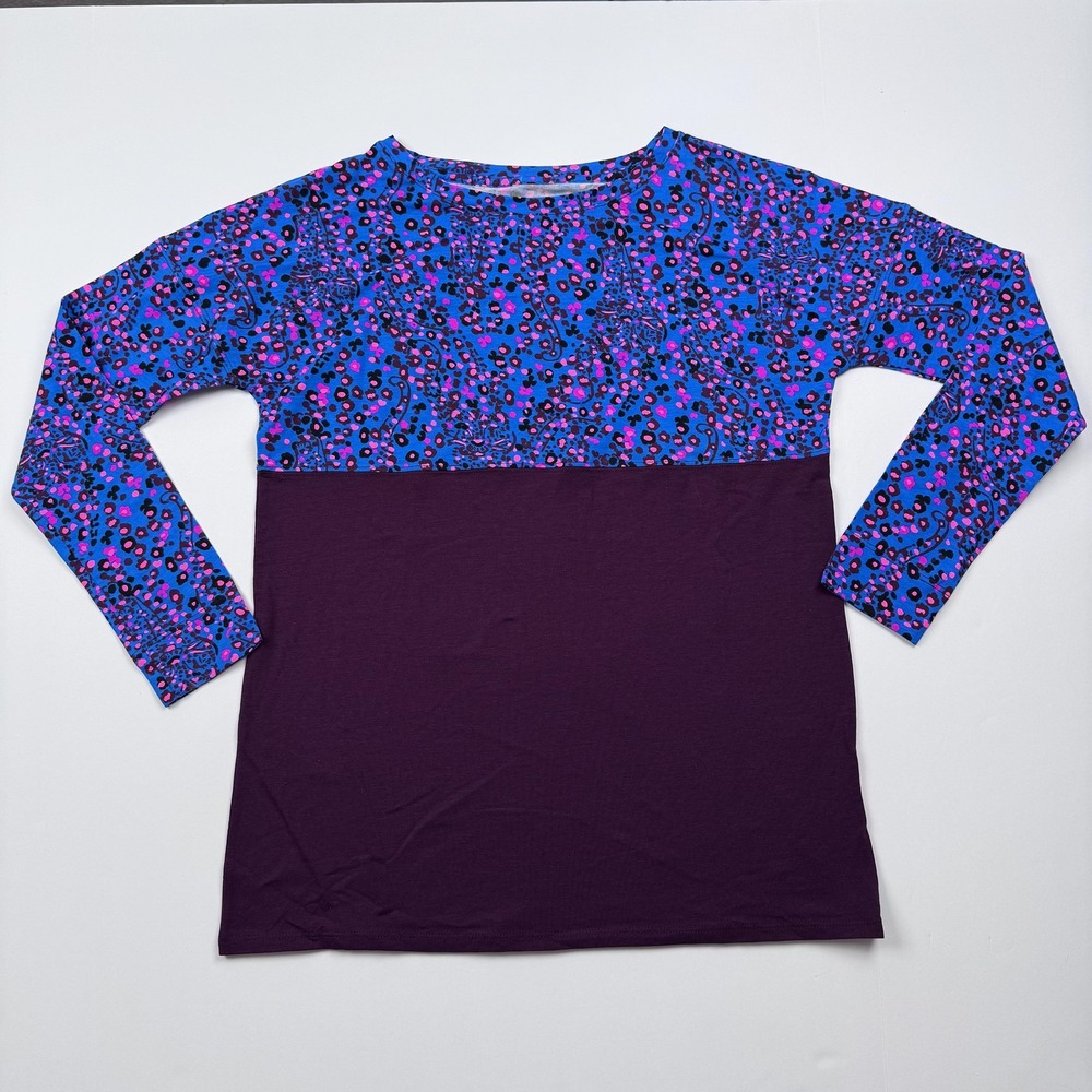 Lilly Pulitzer Shirt Womens XXS Blue Purple Colorblock Long Sleeve Tunic Top